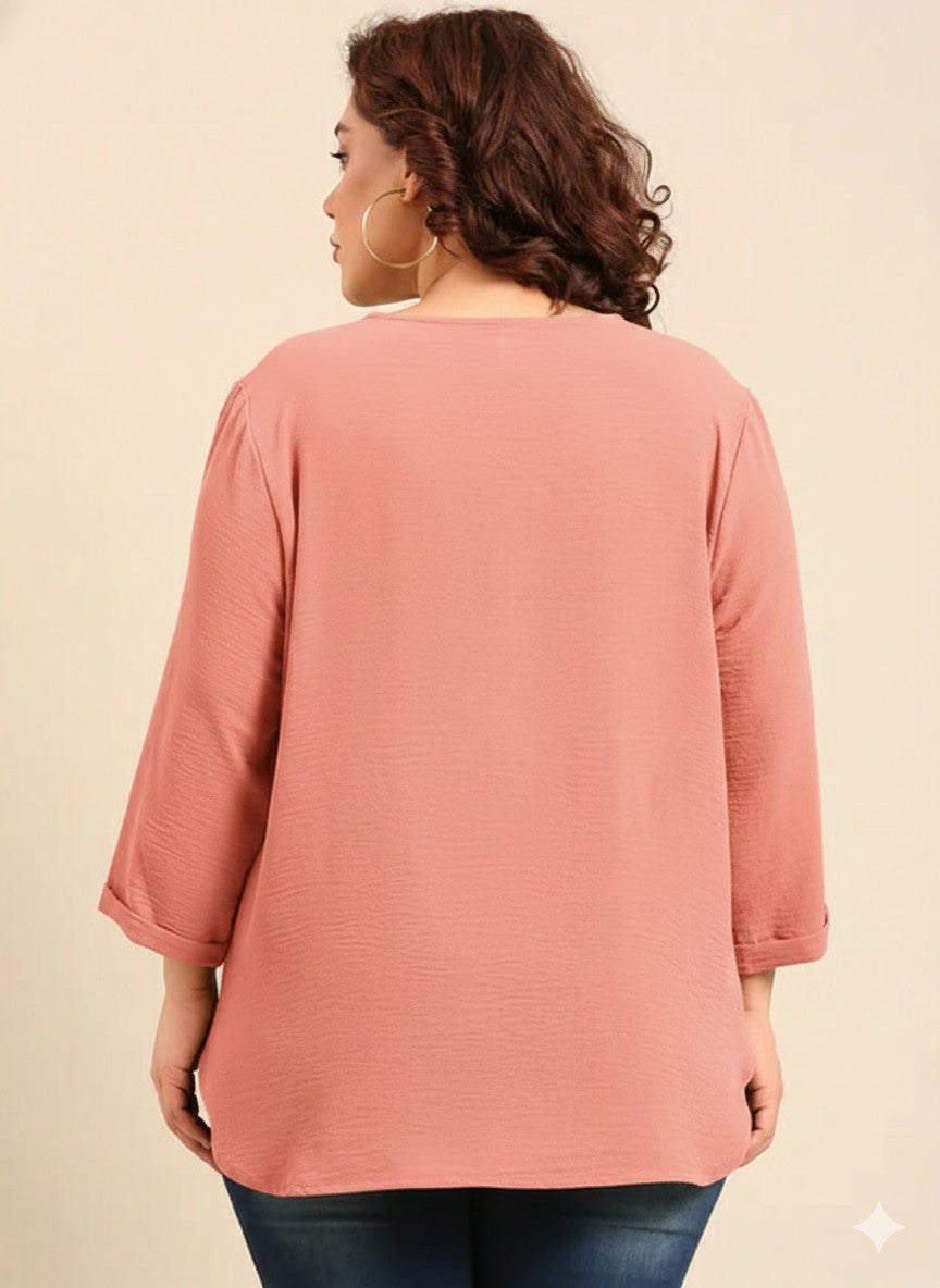 Peach Front Pleat Top