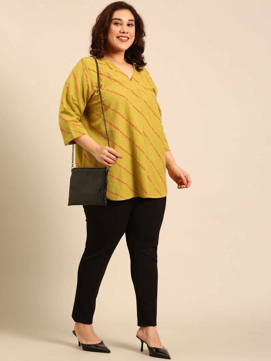 Green Cotton Front Pleat Top