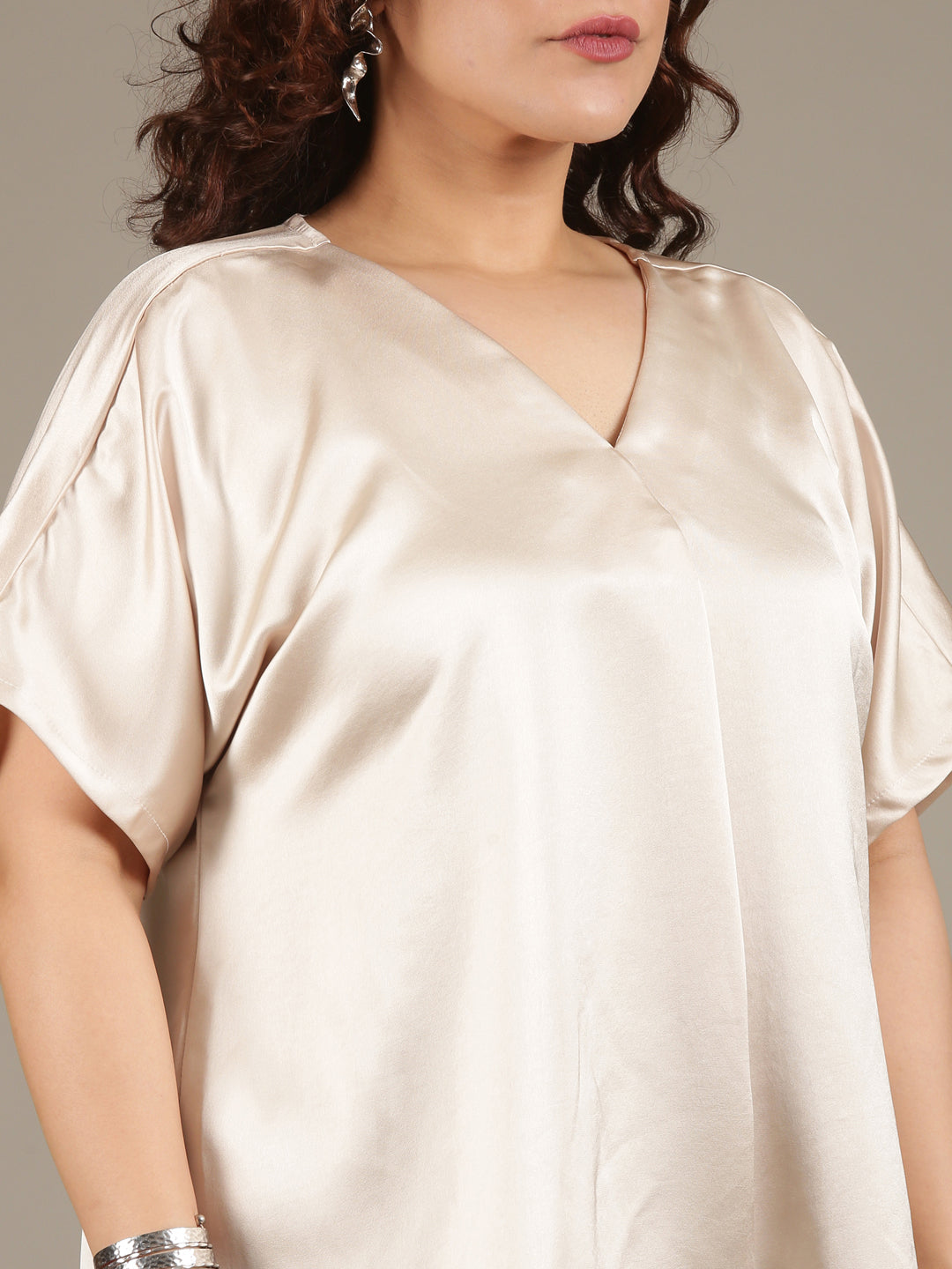 Classic Ivory Front-Pleat Top