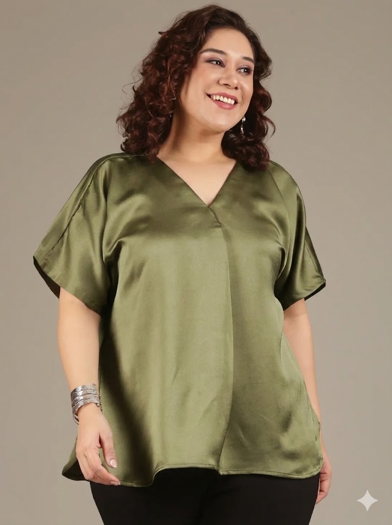 Classic Olive Front-Pleat Top