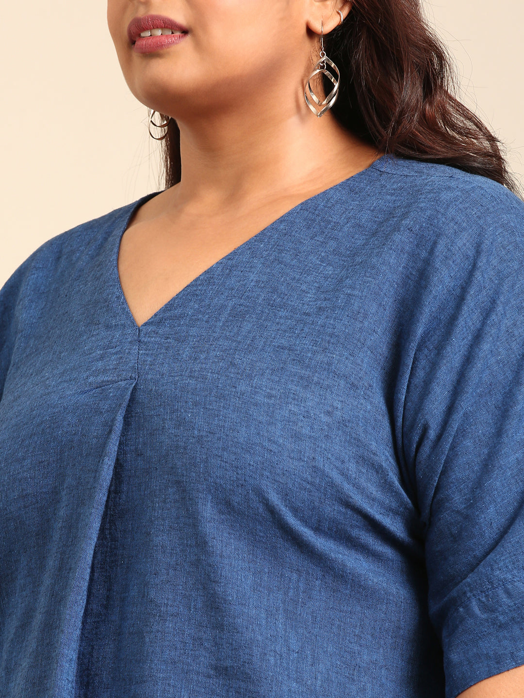 Cobalt V-Neck Drop Shoulder Top