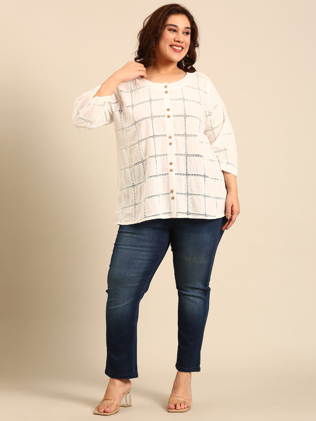 Pure Cotton Thread Embroidered Top