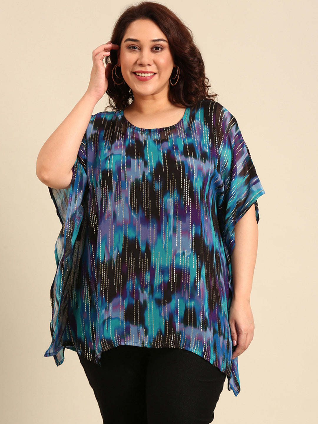 Blue Lurex Kaftan Top