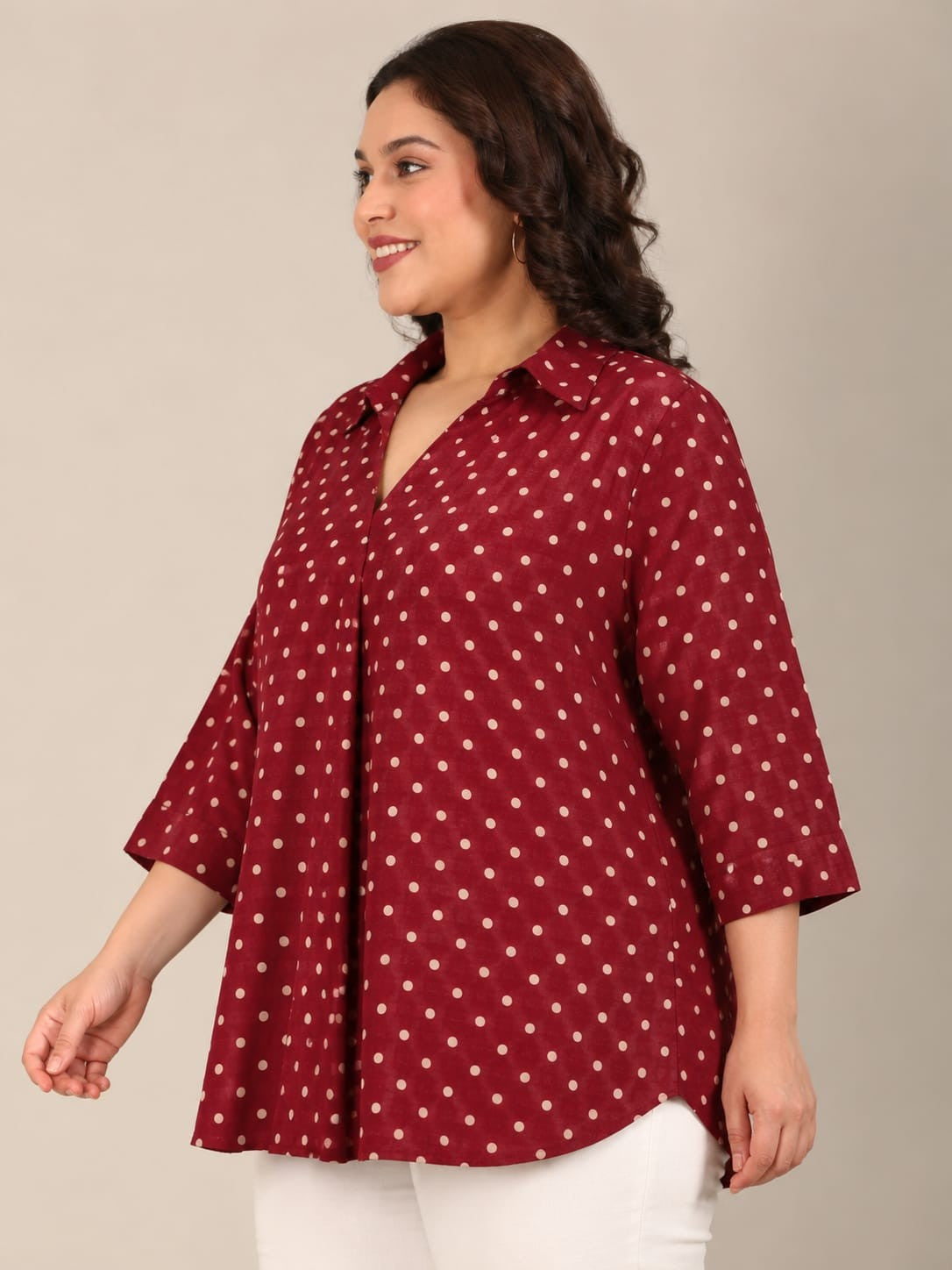 Polka Dot Linen Top