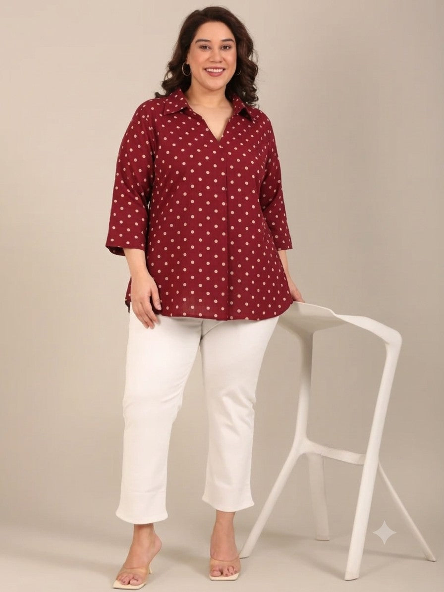 Polka Dot Linen Top