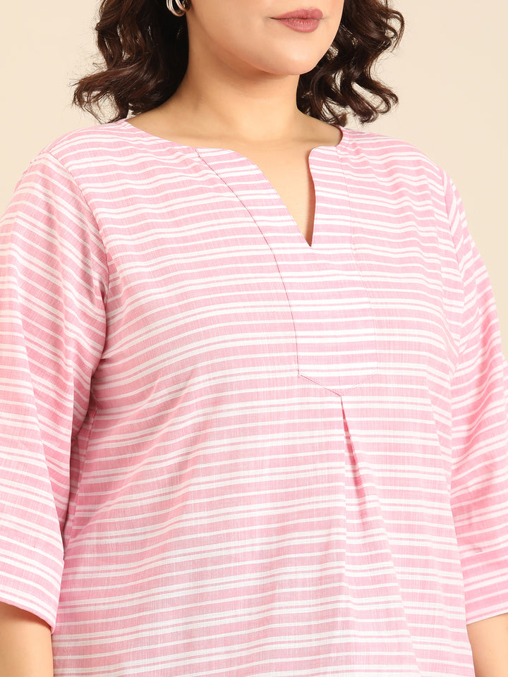 Baby Pink Stripe V-Neck Top