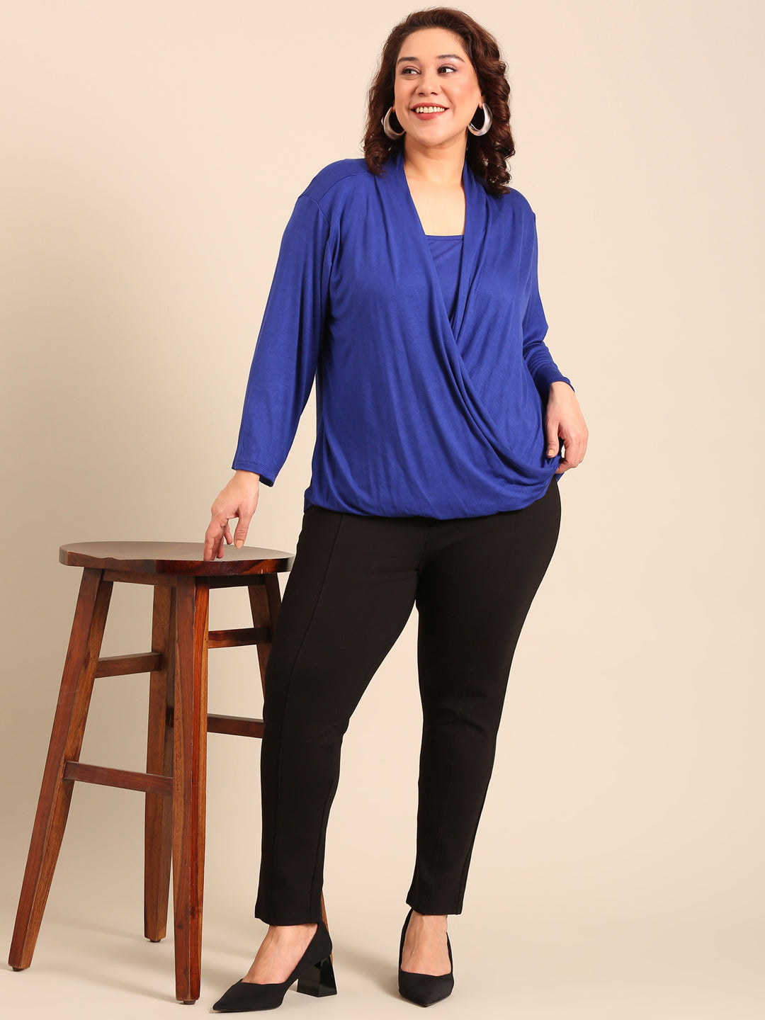 Cobalt Blue Jersey Overlap Top