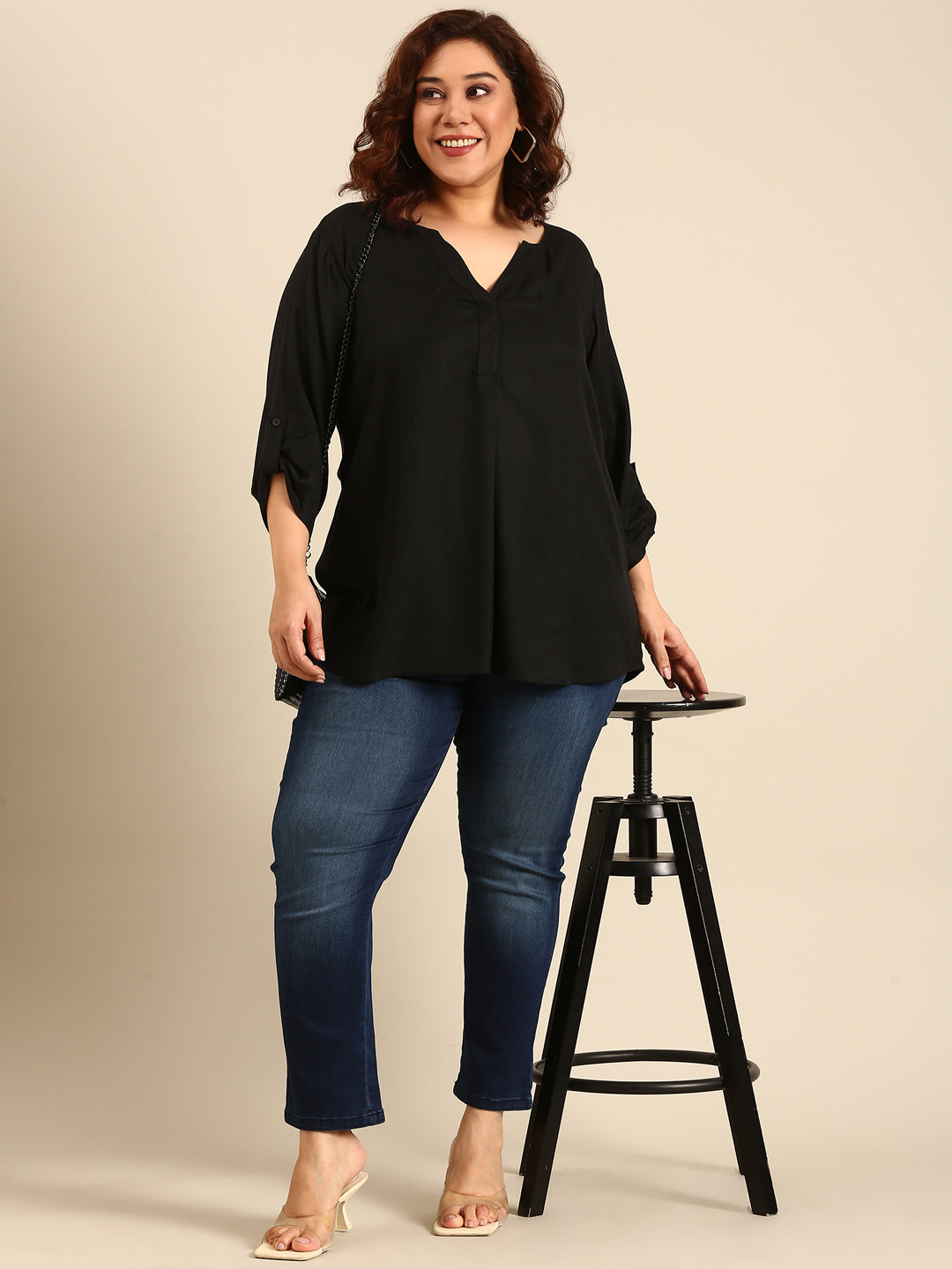 Solid Black V-Neck top