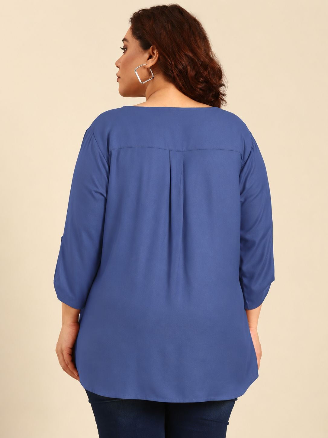 Elegant Slate Grey V-Neck Top