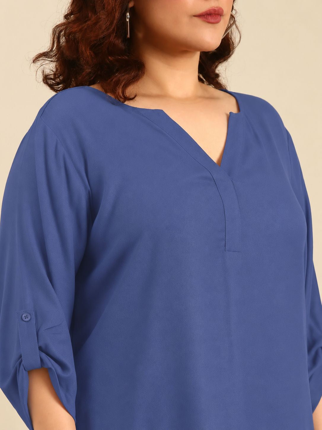 Elegant Slate Grey V-Neck Top