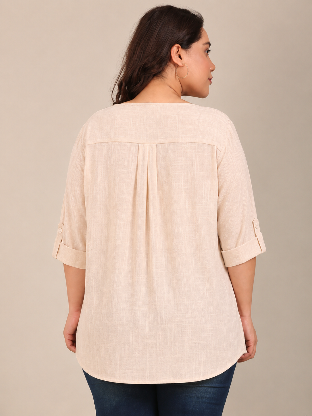 Off White V-Neck Top