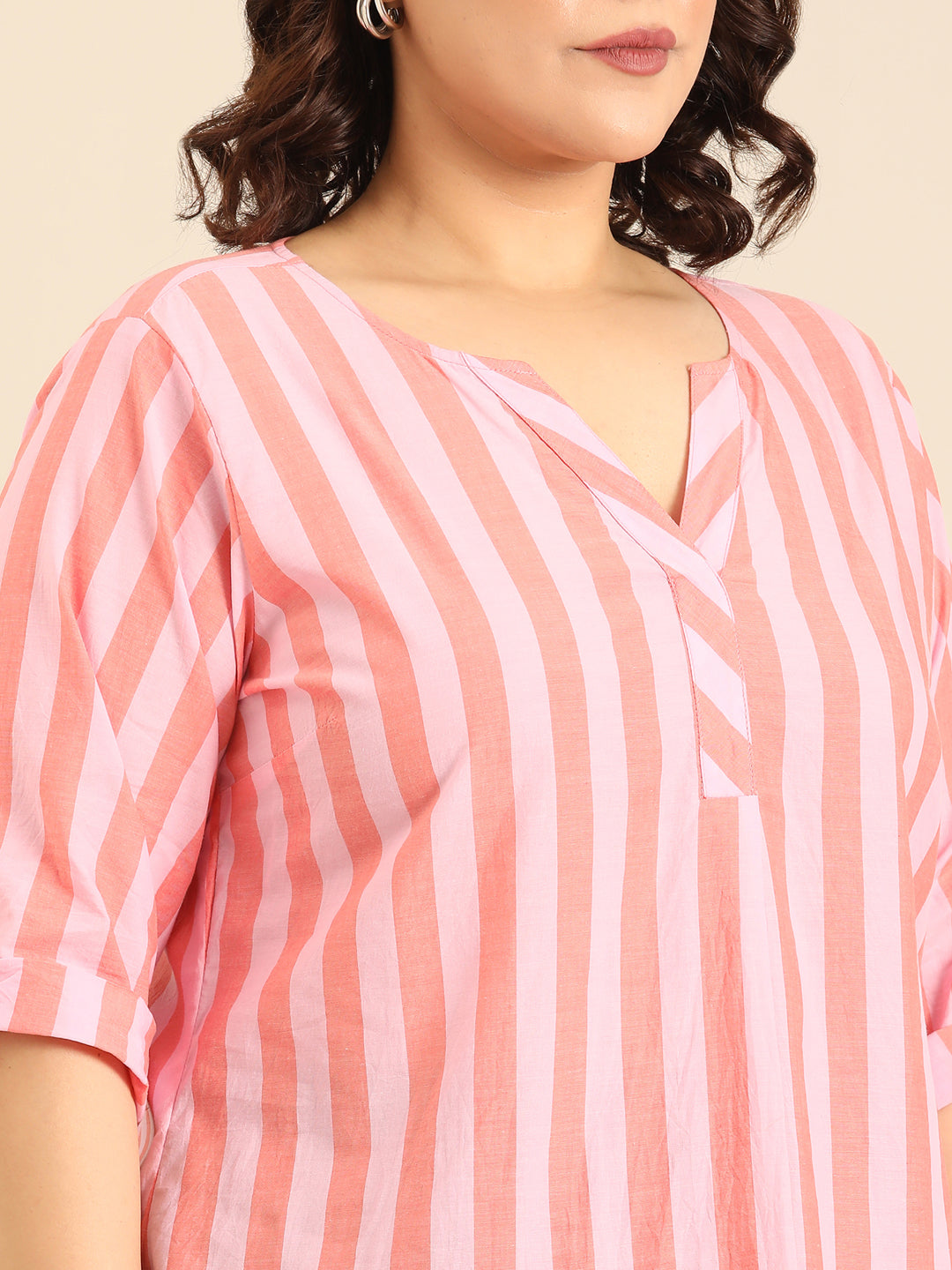Cotton Stripe V-Neck Top