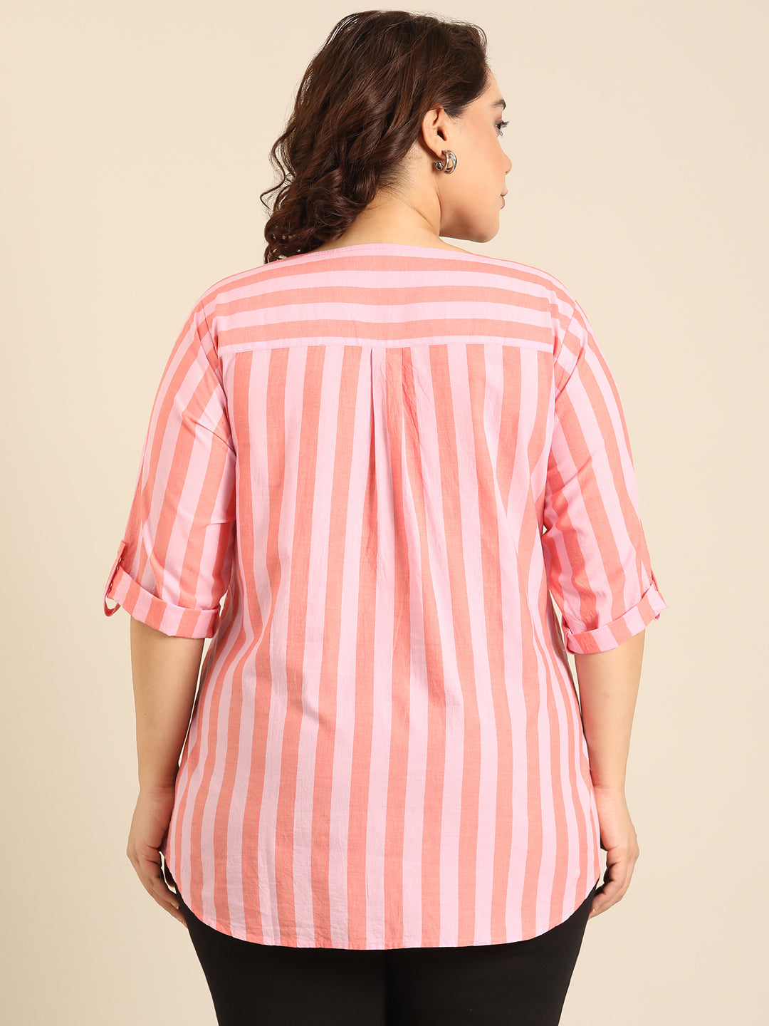 Cotton Stripe V-Neck Top