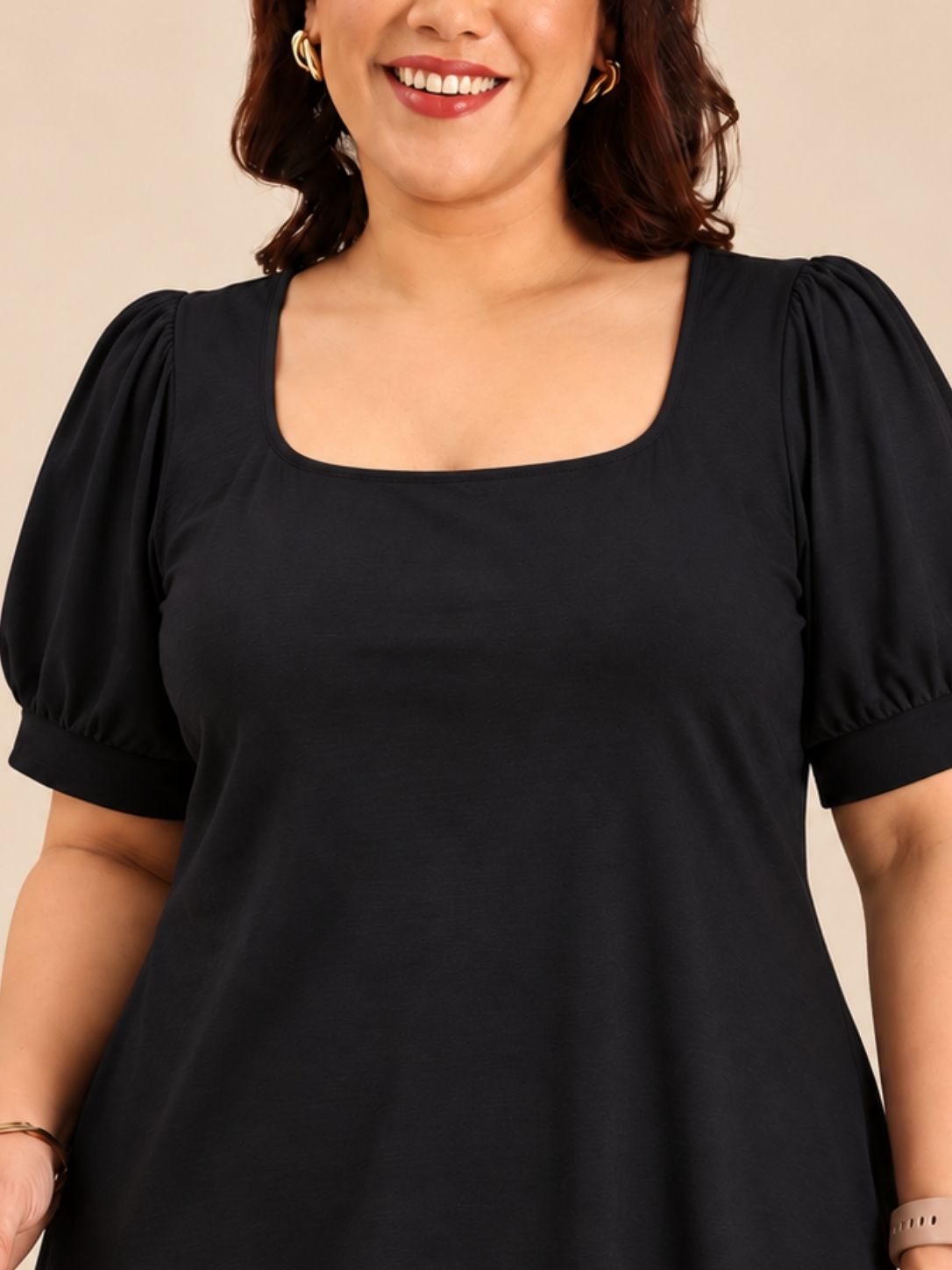 Black Puff Sleeve Top
