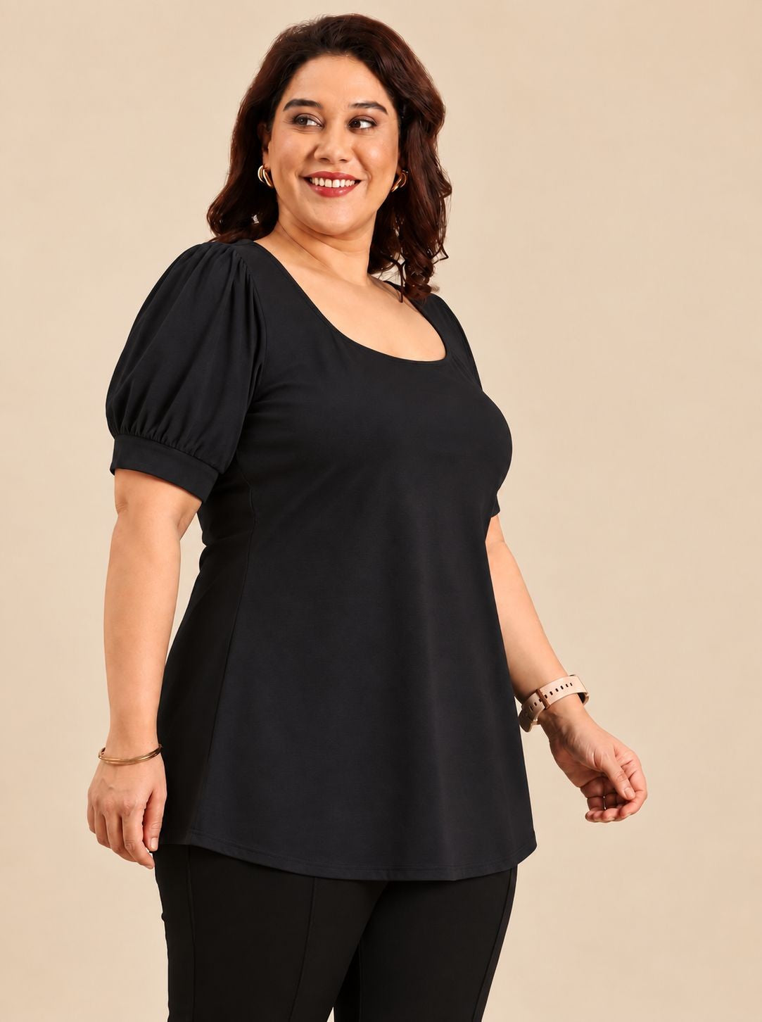 Black Puff Sleeve Top