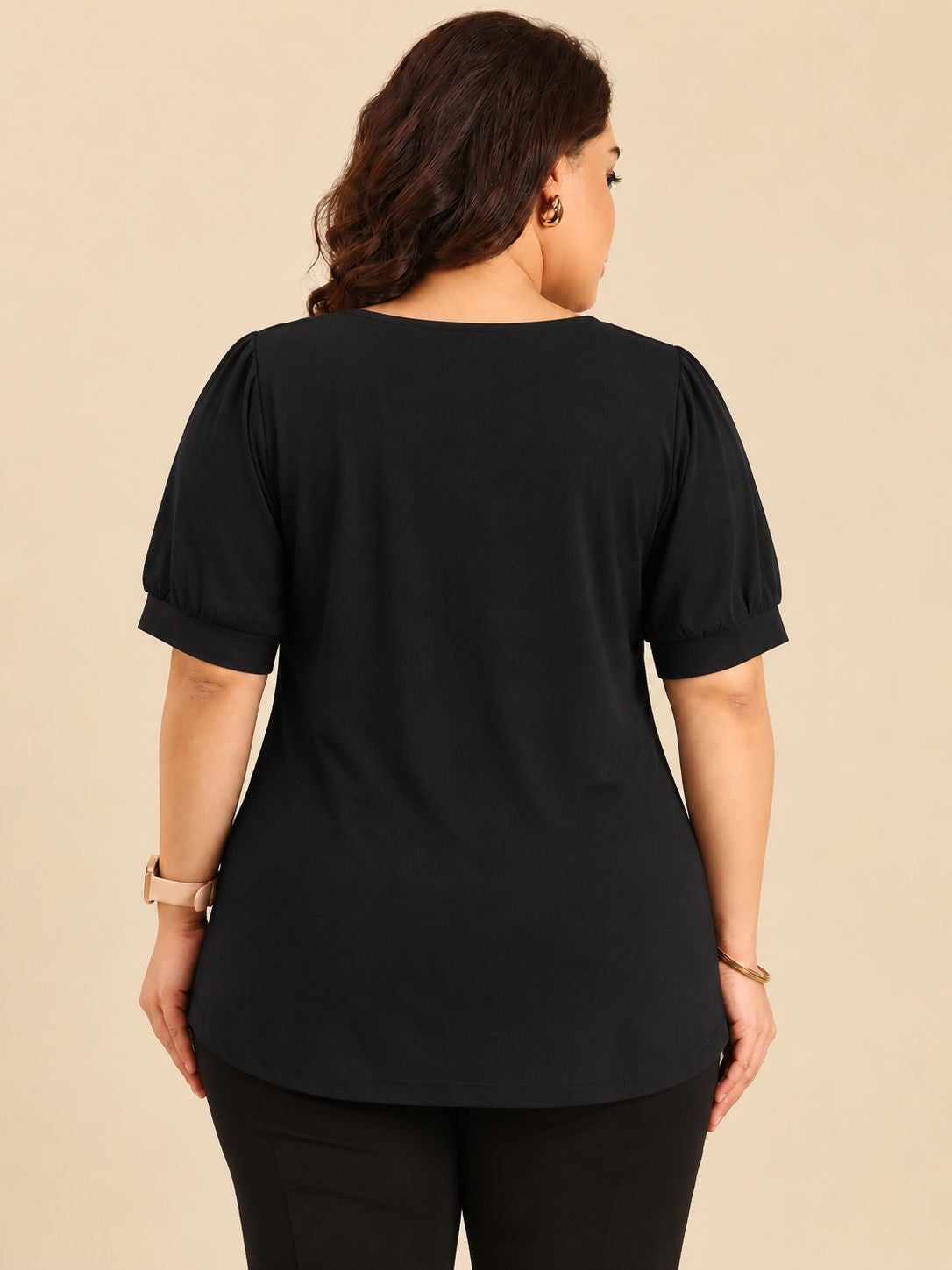 Black Puff Sleeve Top