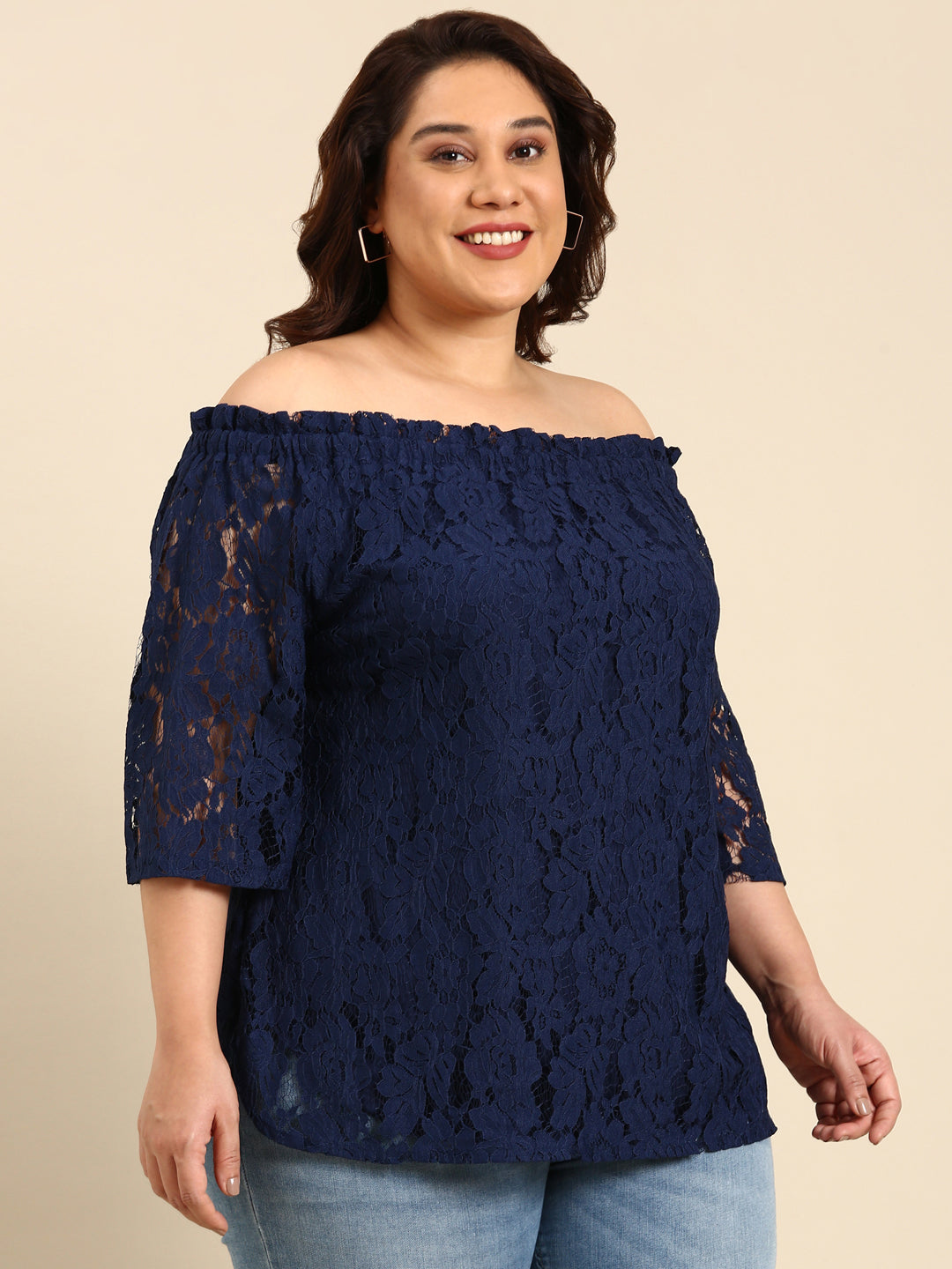 NAVY OFF SHOULDER TOP