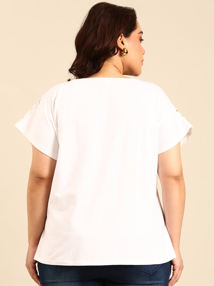 White Lace Yoke Top
