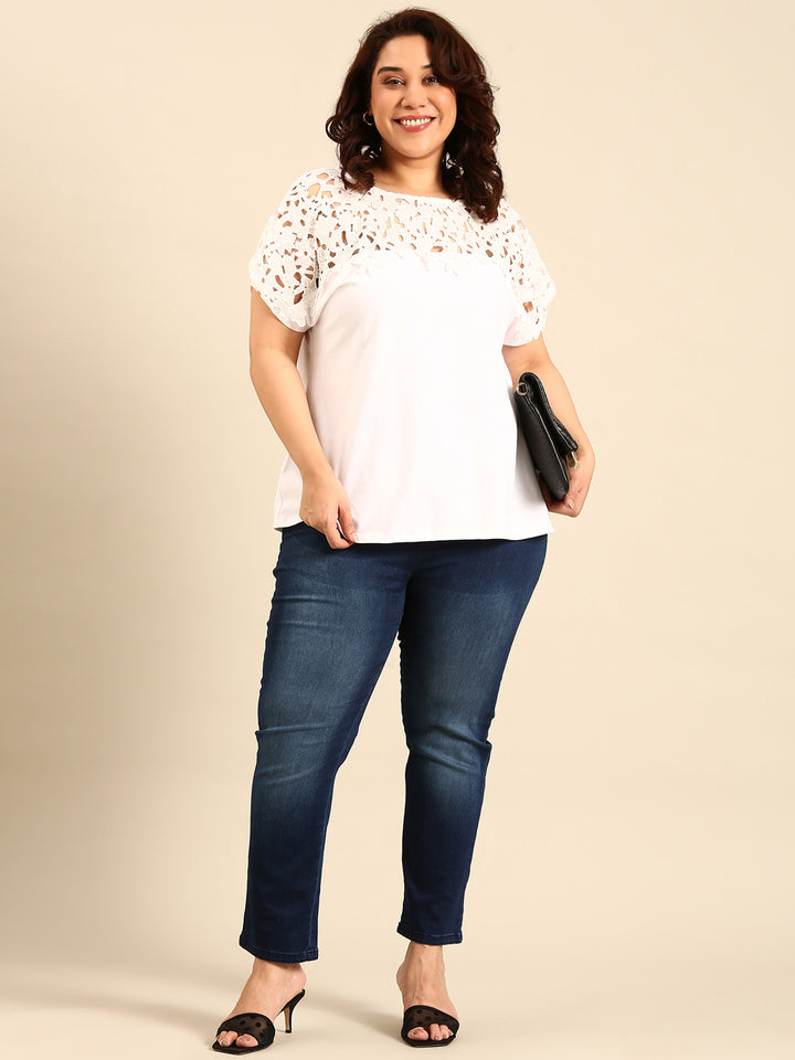 White Lace Yoke Top