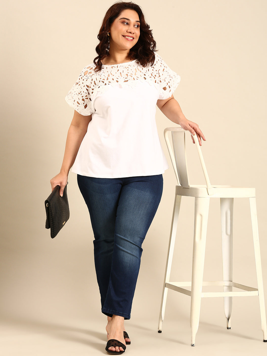 White Lace Yoke Top