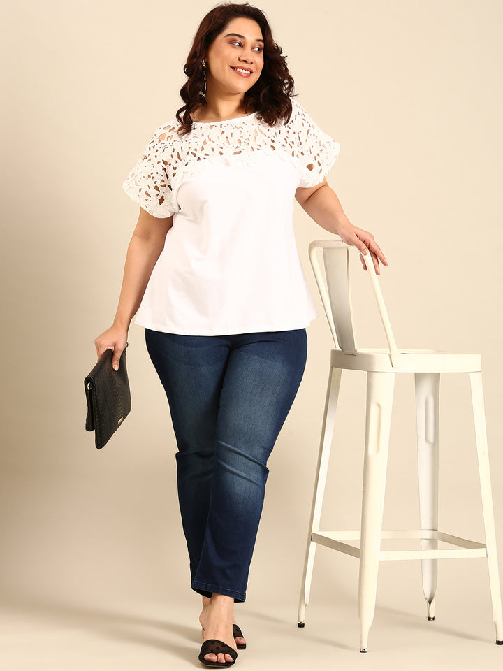 White Lace Yoke Top