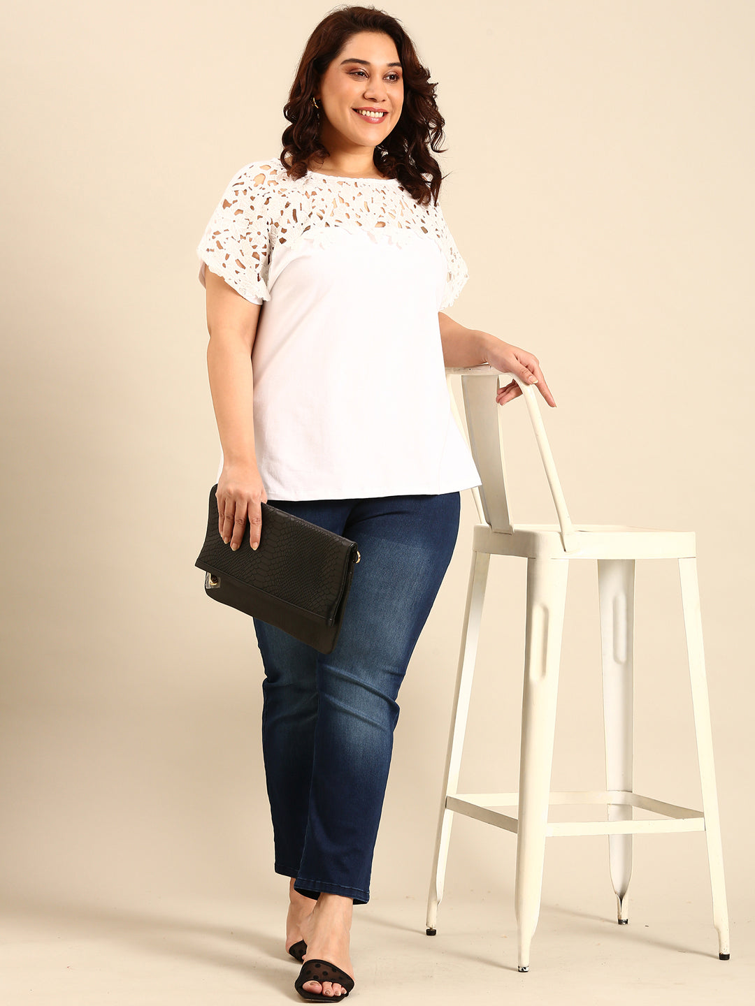 White Lace Yoke Top