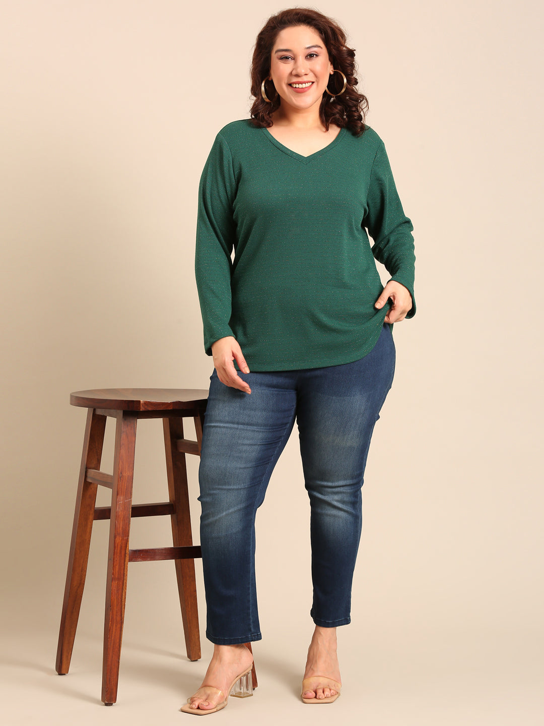 Green Lurex Rib T-Shirt