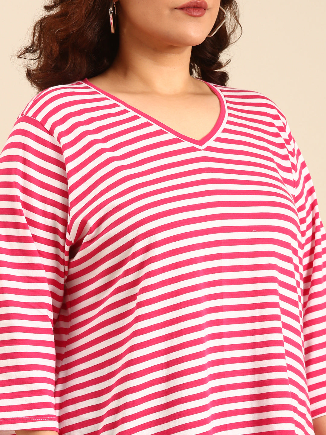 Pink-White striped T-Shirt