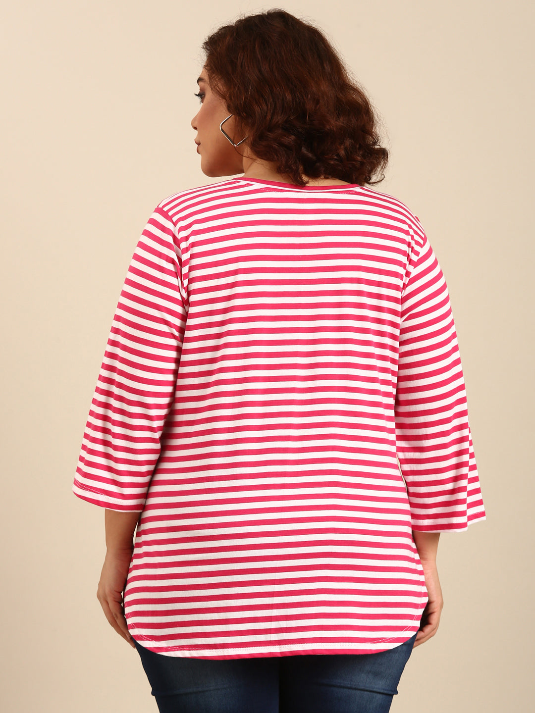 Pink-White striped T-Shirt