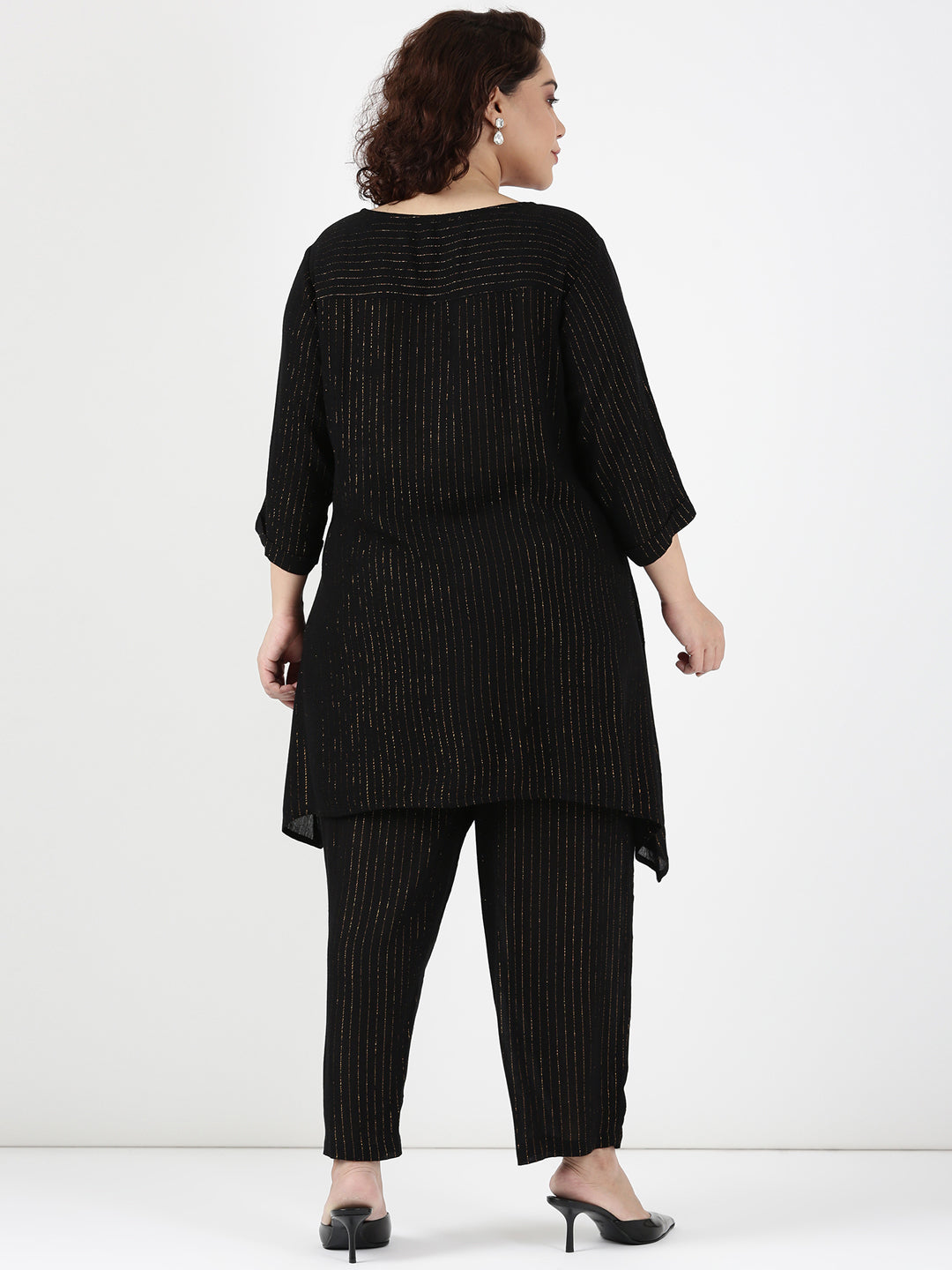 Gold Lurex Asymmetrical Co-Ord Set (2 Piece)