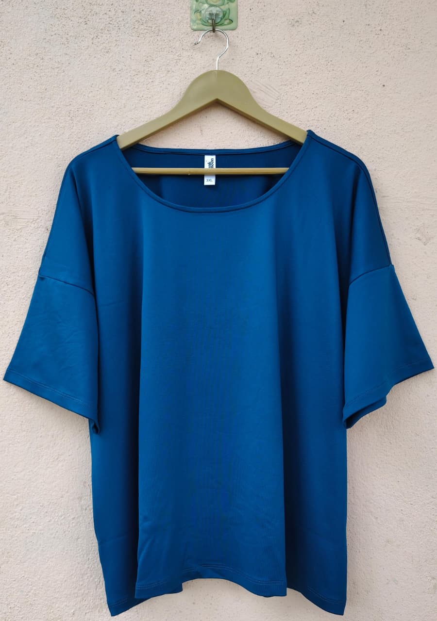 Teal Blue Solid Relaxed Fit Top