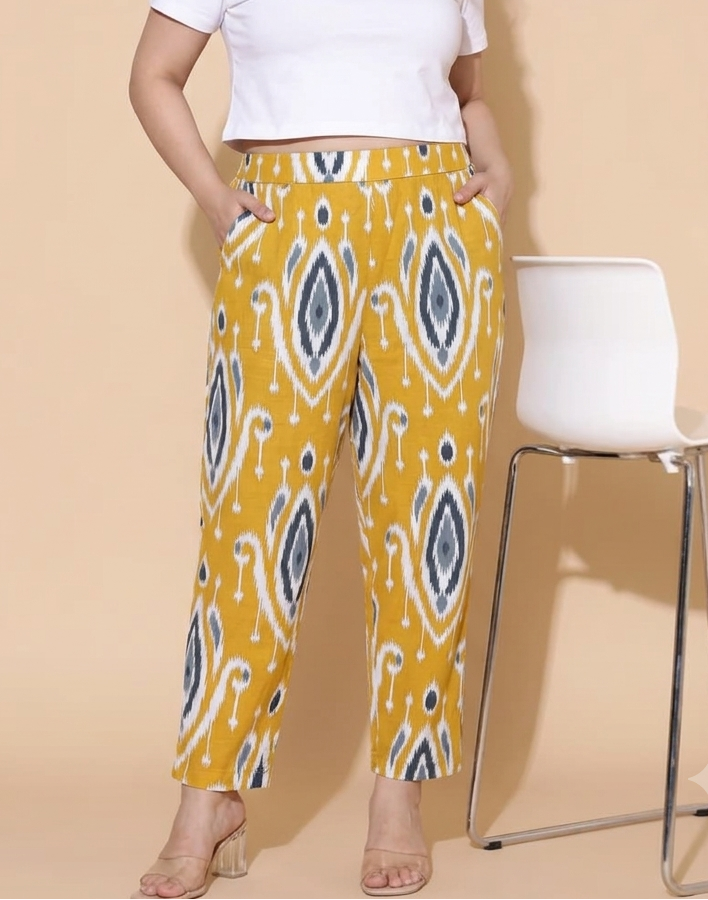 Vibrant Mustard Yellow Ikat Pant