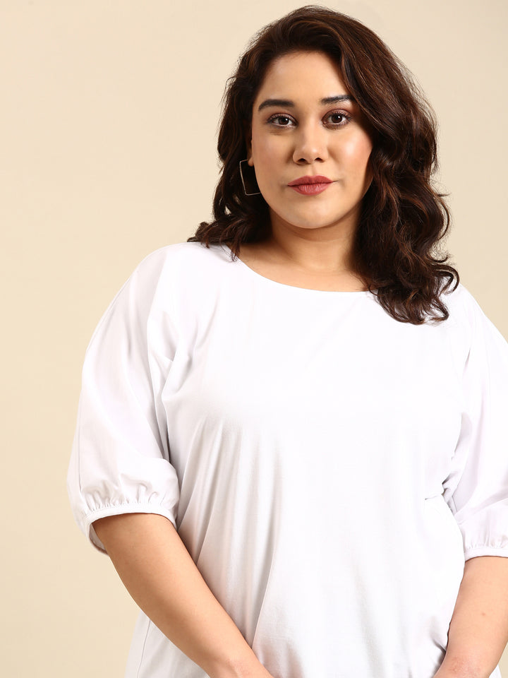 WHITE ROUND NECK T-SHIRT