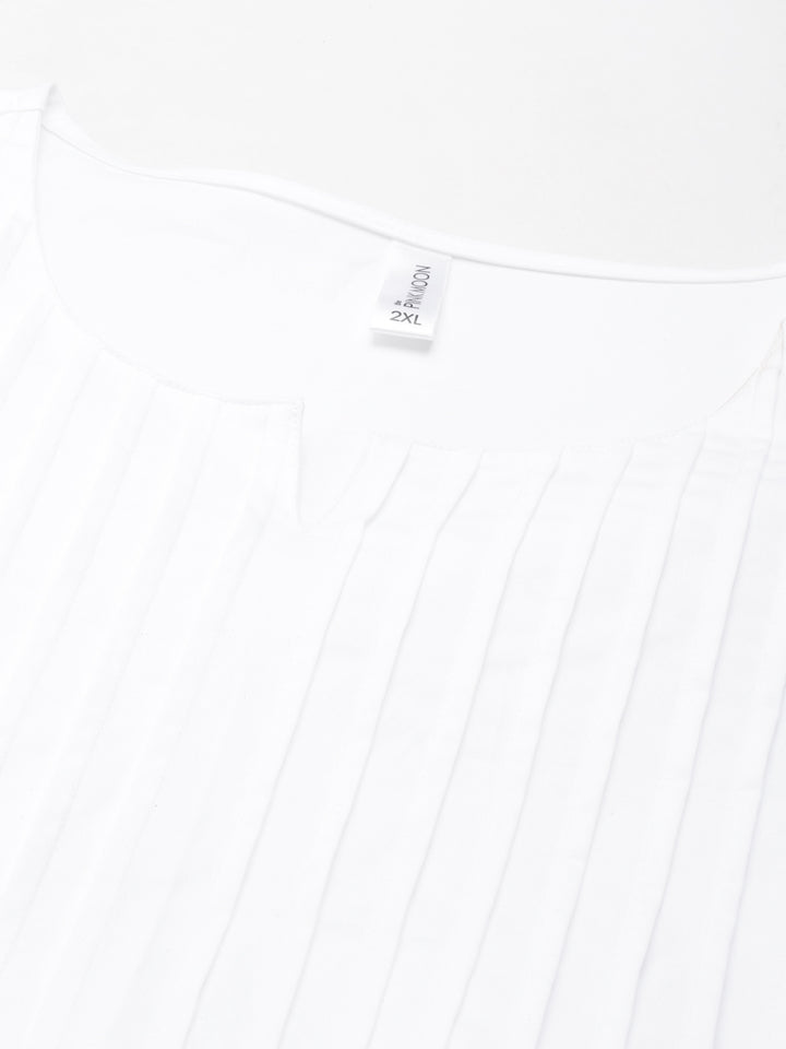 WHITE SOLID PIN TUCK TOP