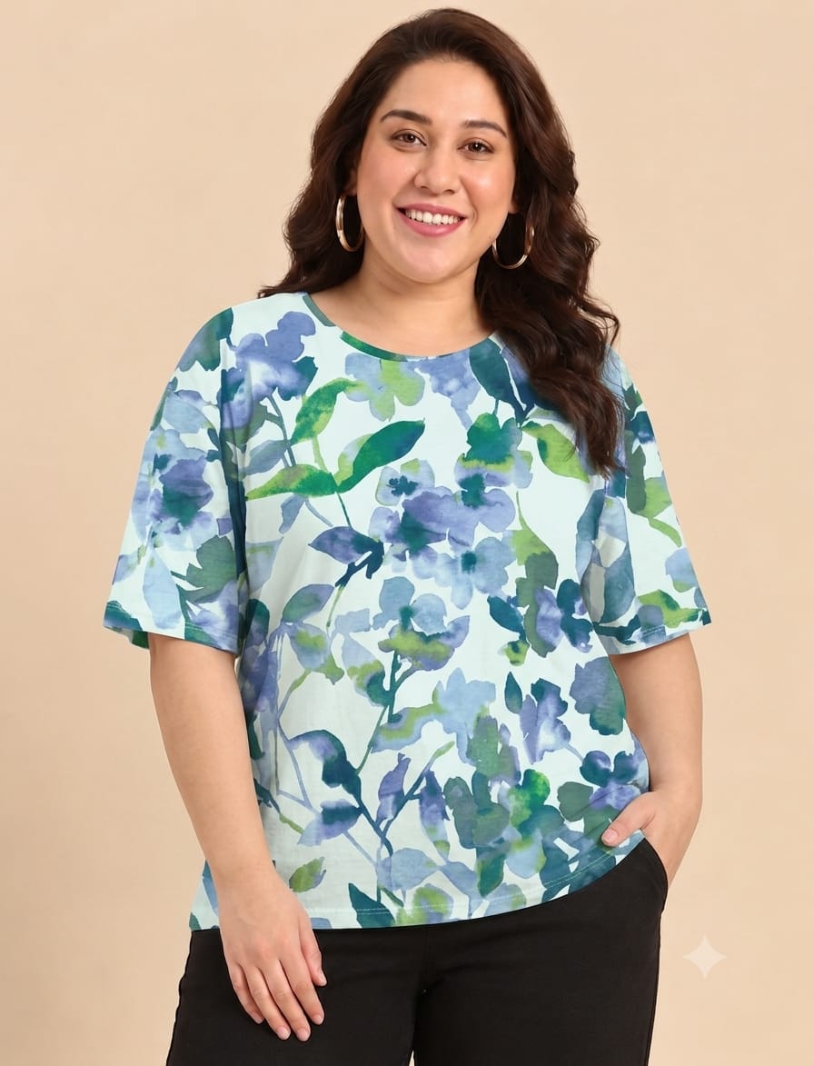 Watercolor Floral Printed T-Shirt