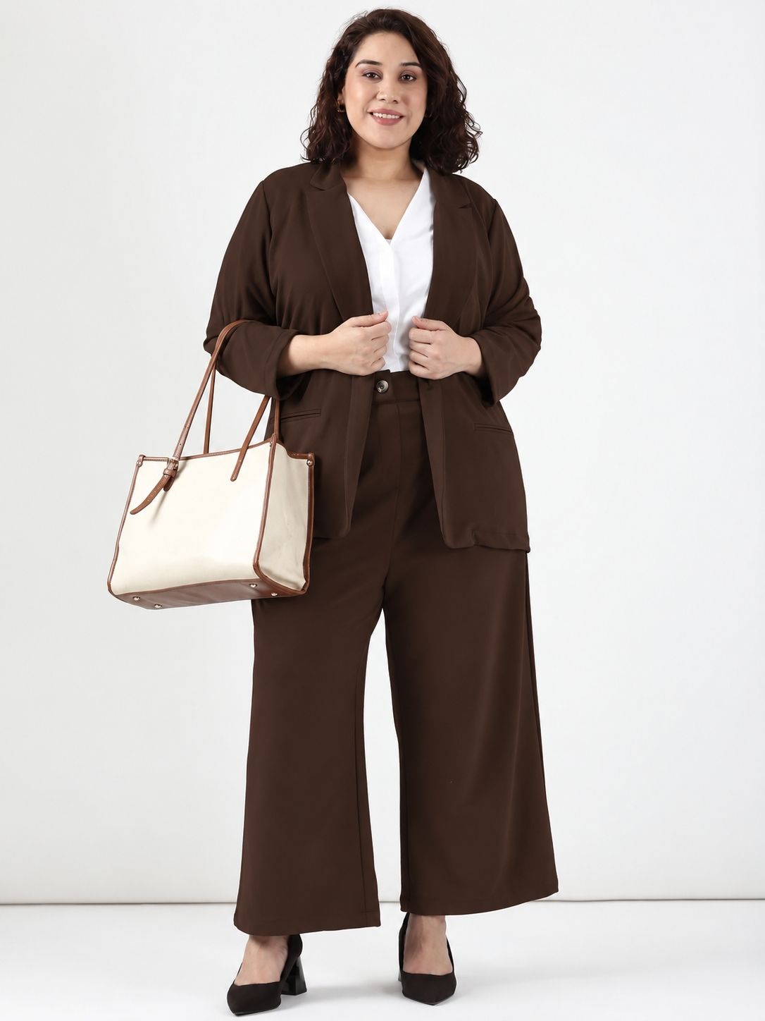 Dark Brown Formal Blazer and Pant Co-ord Set (2 Piece)