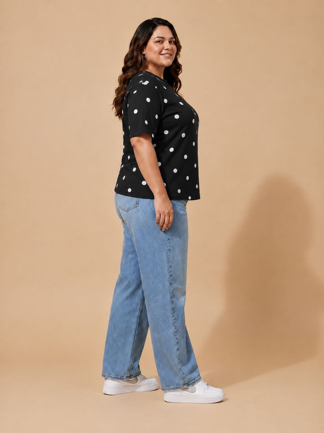 Black Polka Dot Oversized T-Shirt