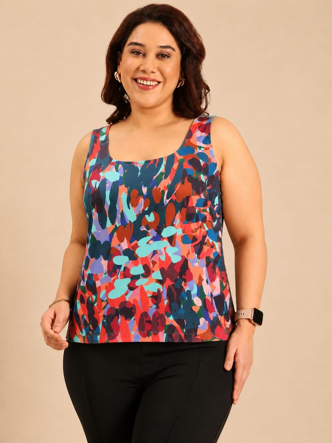 Neon Abstract Print Sleeveless Tank Top