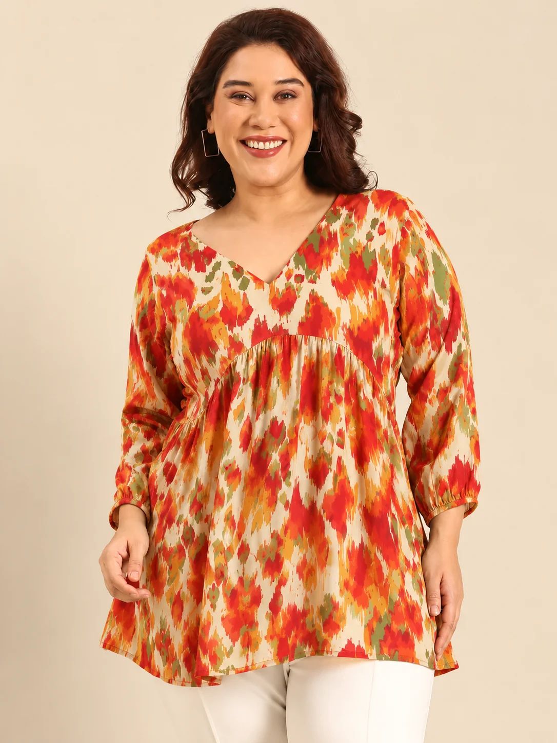 Orange Ikat Print Tunic