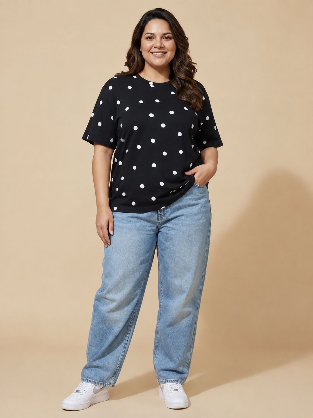 Black Polka Dot Oversized T-Shirt