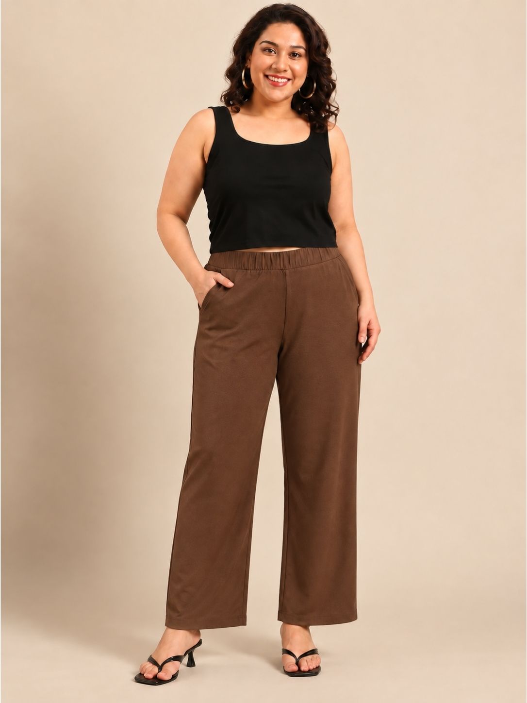 Dark Brown High-Waist Trousers