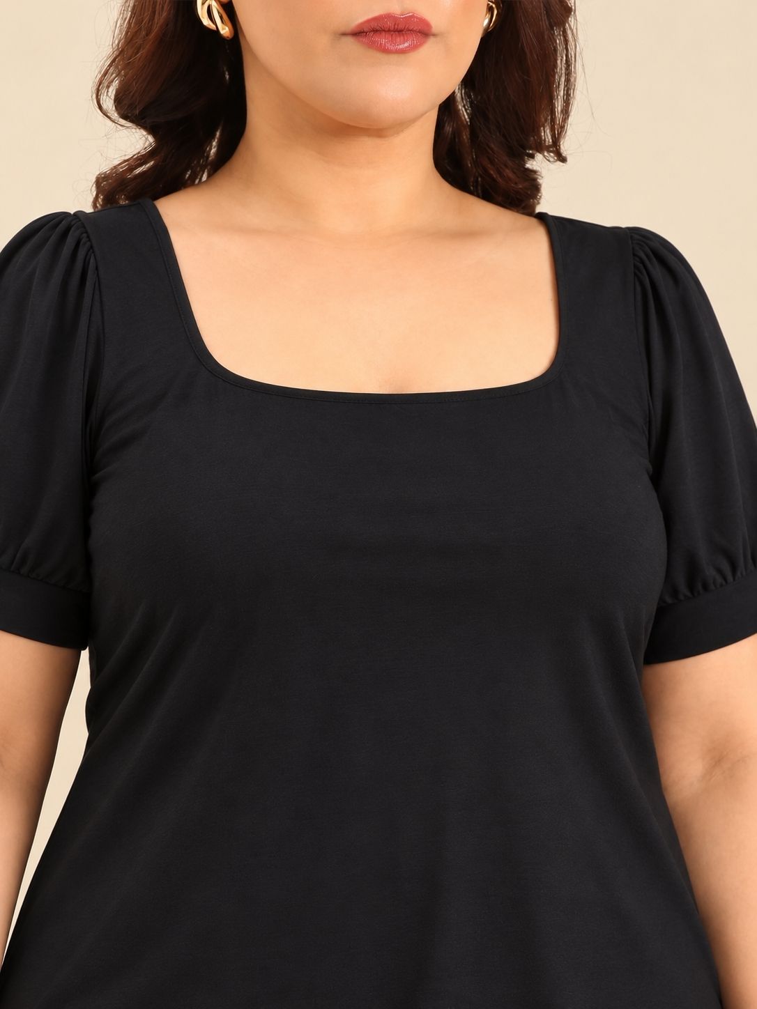 Black Square Neck Top
