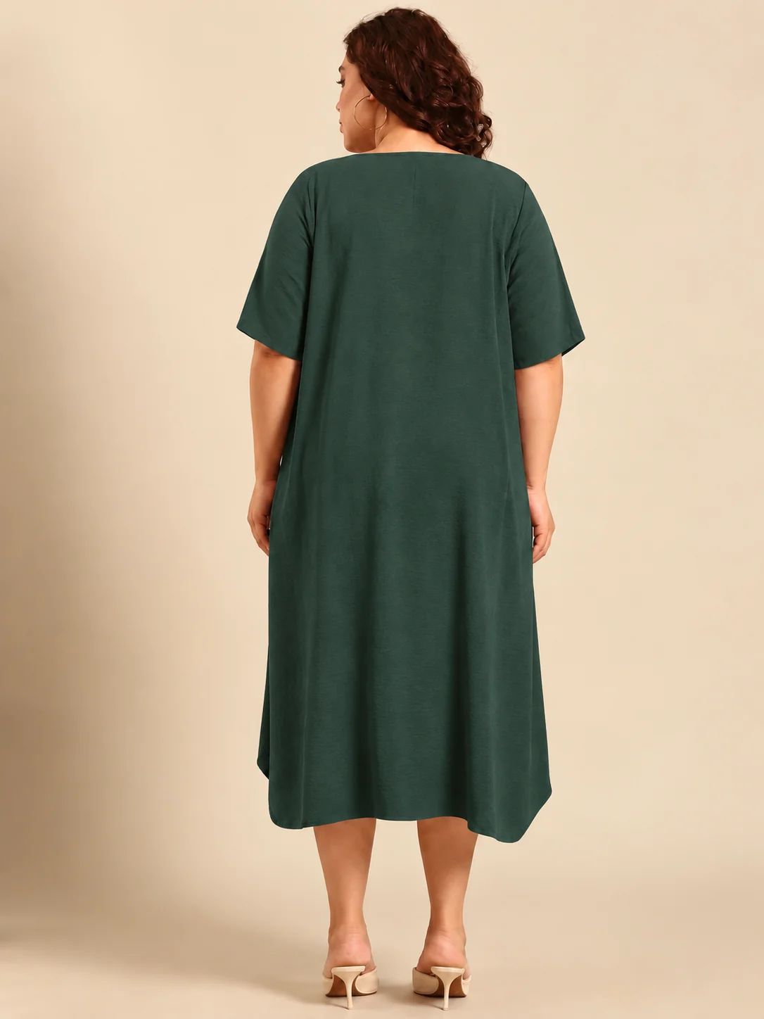 Green A-Line Midi Dress