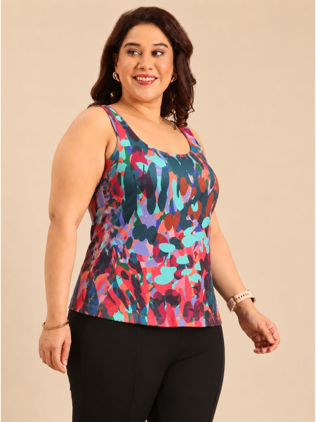 Neon Abstract Print Sleeveless Tank Top