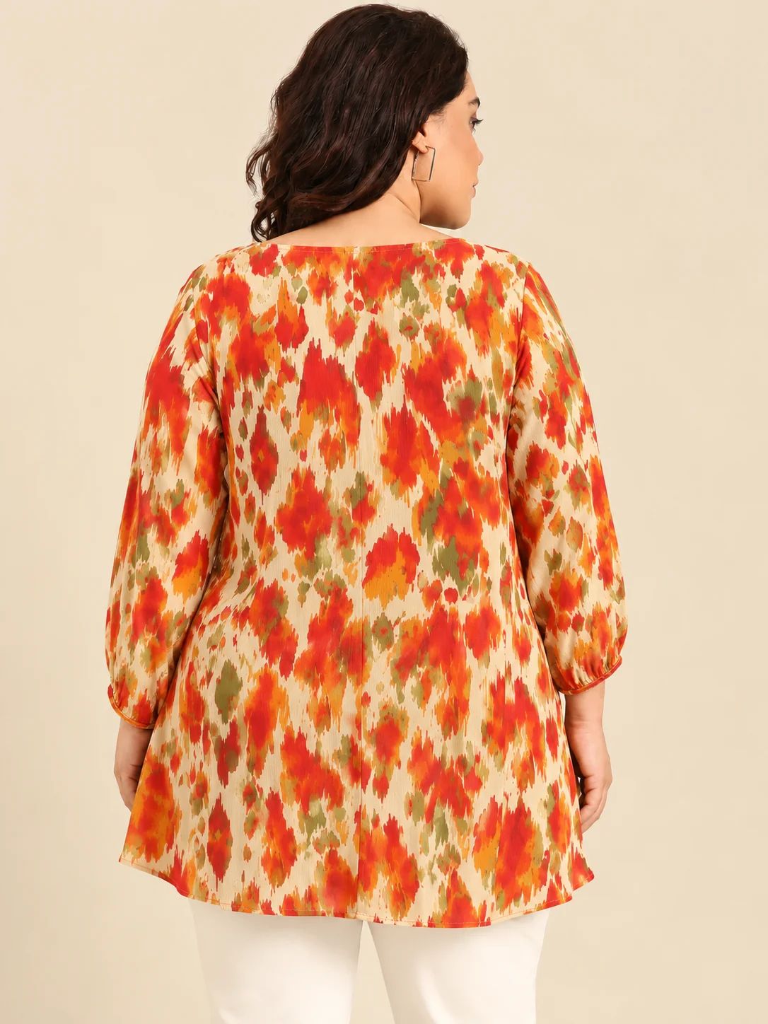 Orange Ikat Print Tunic