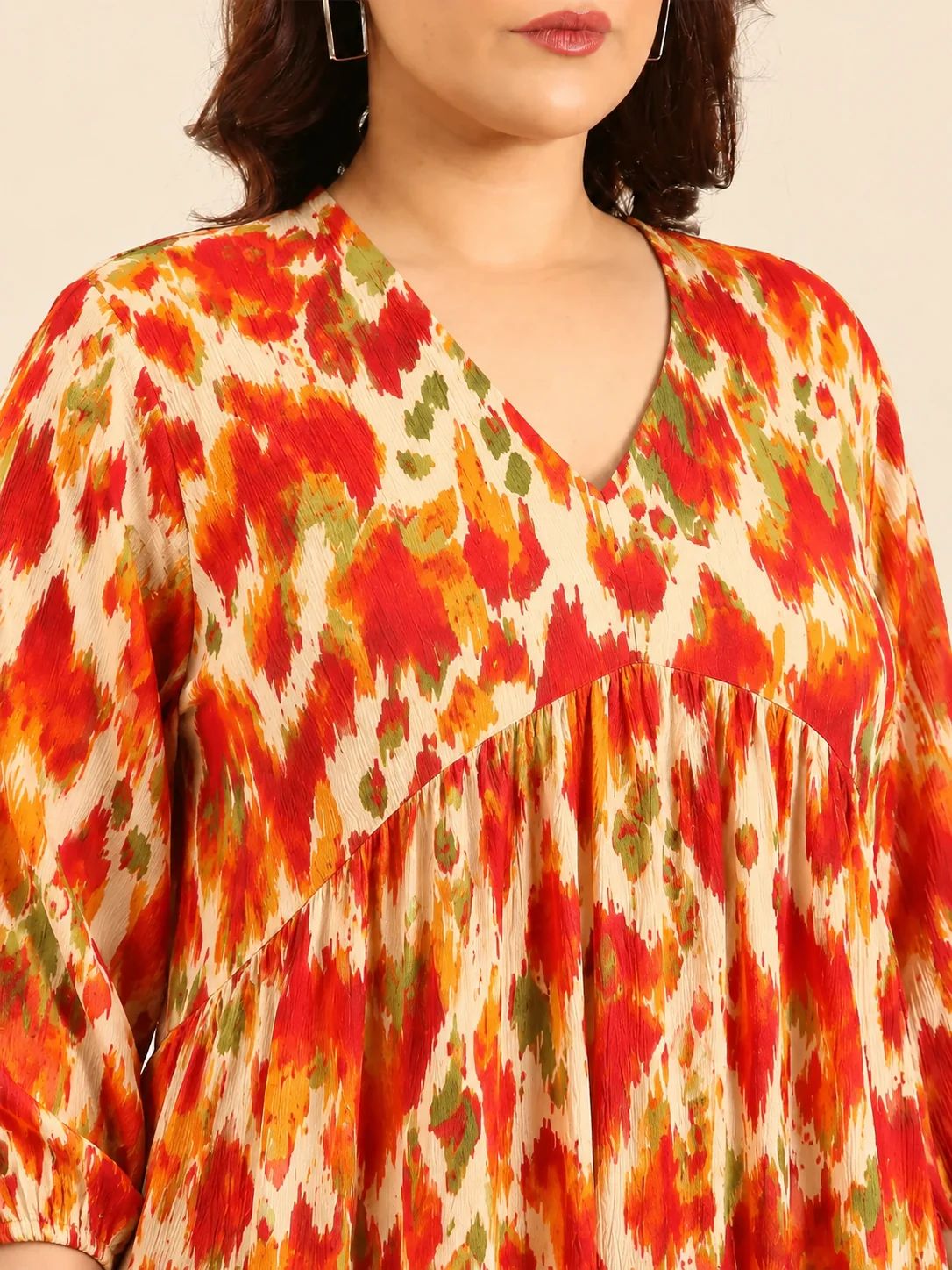 Orange Ikat Print Tunic