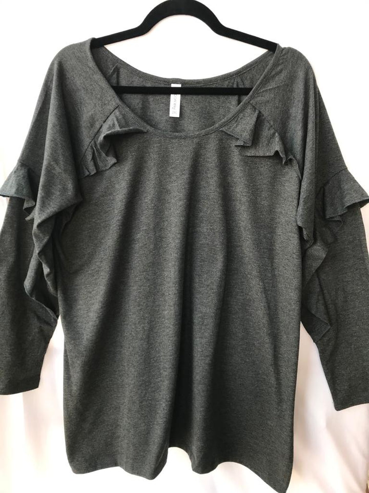 Grey T-Shirt With Frill