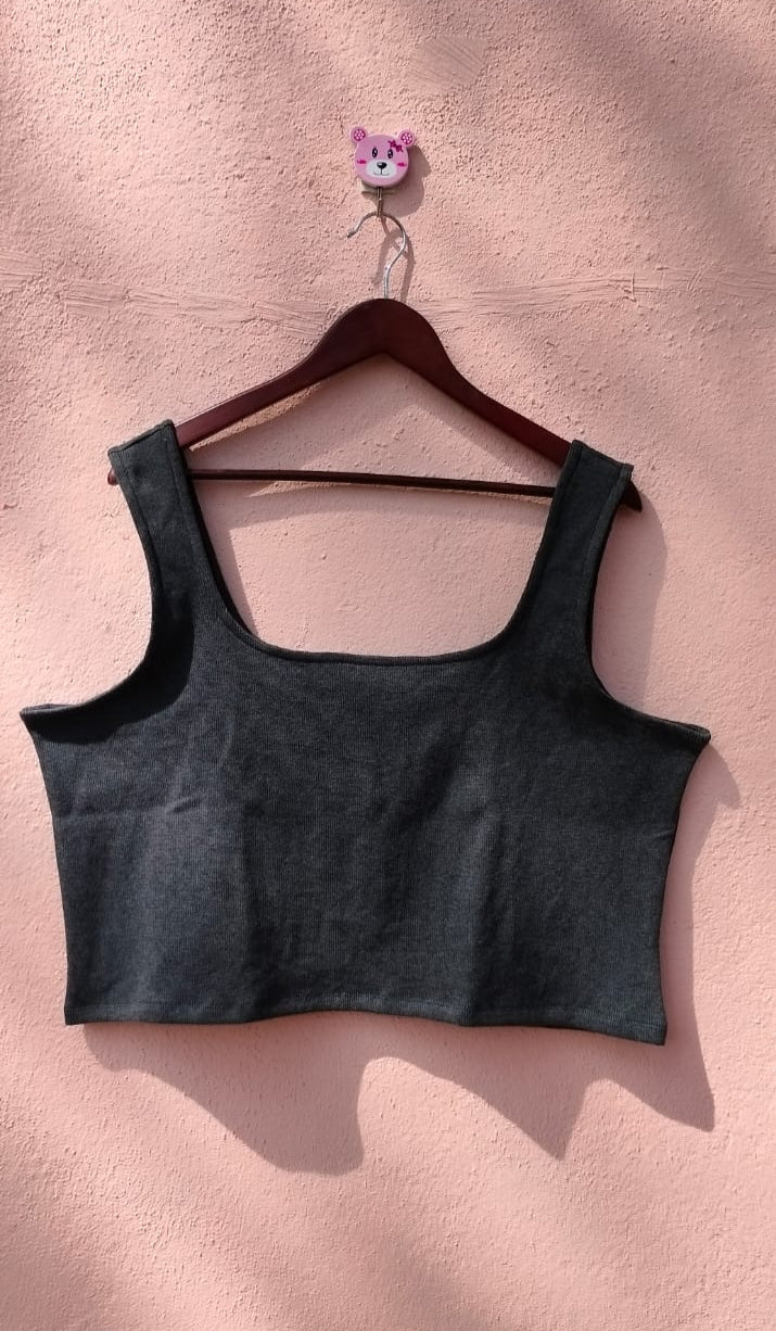Grey Rib Crop Top