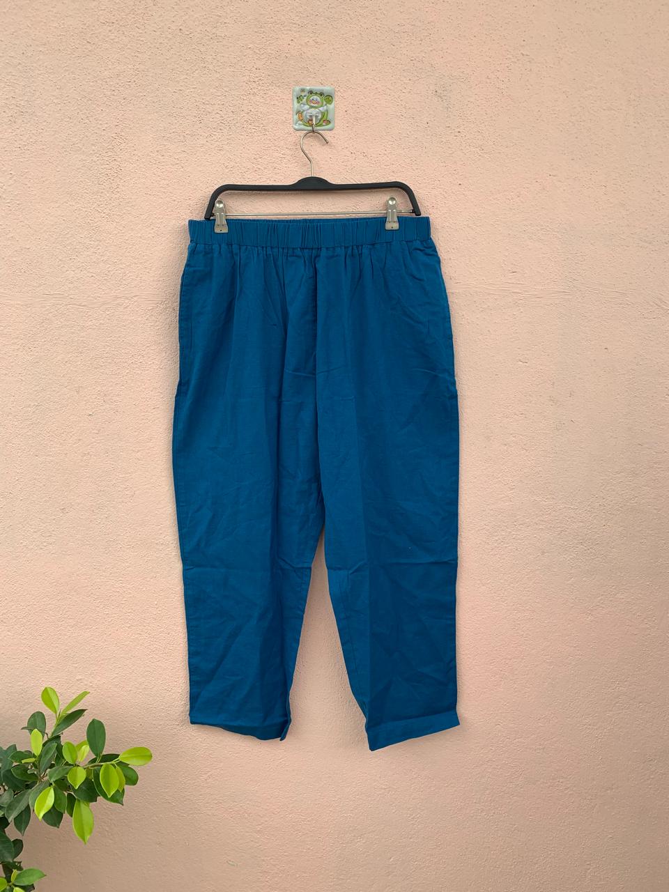 Blue Straight-Leg Pants