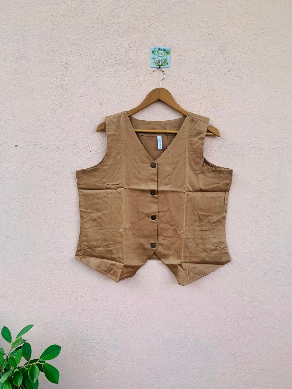 Beige Sleeveless Waistcoat
